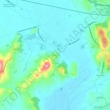 Topografisk kort Solomeo, højde, terræn