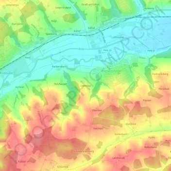 Topografisk kort Unterdax, højde, terræn