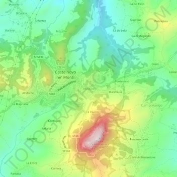 Topografisk kort Albiaccio, højde, terræn
