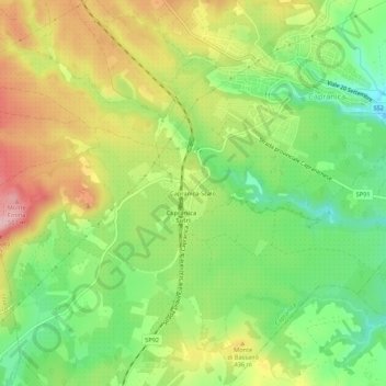 Topografisk kort Capranica-Scalo, højde, terræn