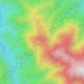 Topografisk kort Bacang, højde, terræn