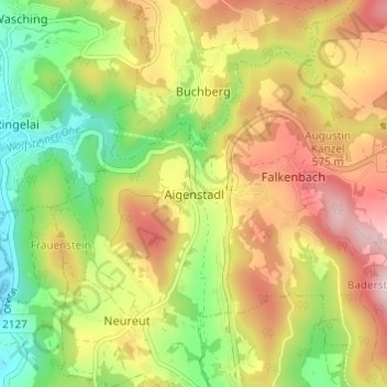 Topografisk kort Aigenstadl, højde, terræn