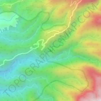 Topografisk kort Rainbow Waterfall, højde, terræn