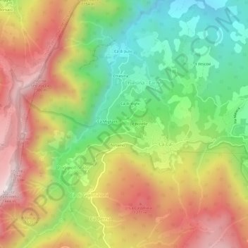 Topografisk kort Cà Tonelli, højde, terræn