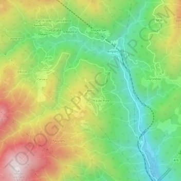 Topografisk kort Barca, højde, terræn
