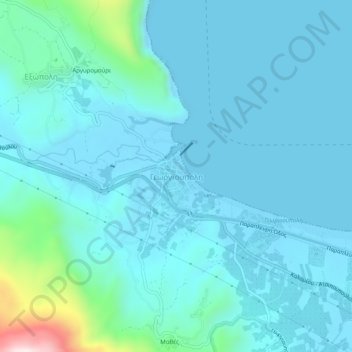 Topografisk kort Georgioupoli, højde, terræn
