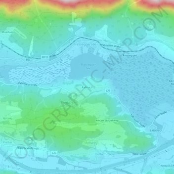 Topografisk kort Paßriach, højde, terræn