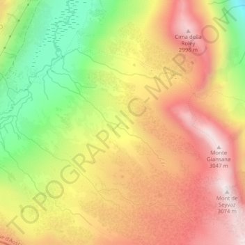 Topografisk kort Alpi Graie, højde, terræn