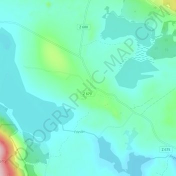Topografisk kort Offerdal, højde, terræn