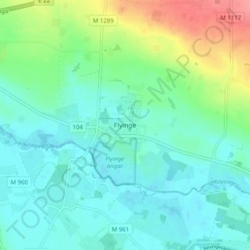 Topografisk kort Flyinge, højde, terræn