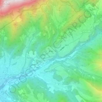 Topografisk kort Brugai, højde, terræn