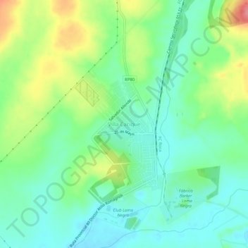 Topografisk kort Villa Cacique, højde, terræn