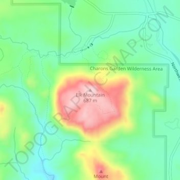 Topografisk kort Elk Mountain, højde, terræn