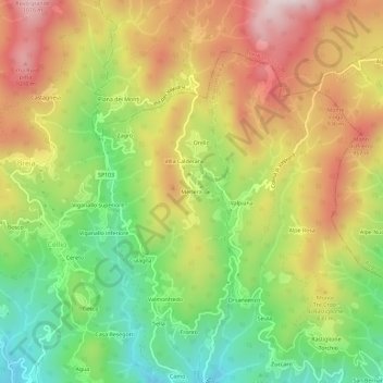 Topografisk kort Merlera, højde, terræn