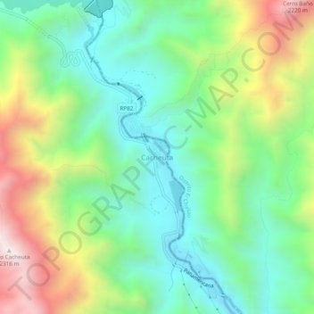 Topografisk kort Cacheuta, højde, terræn