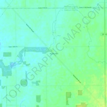 Topografisk kort Nashville, højde, terræn