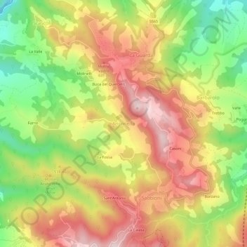 Topografisk kort Anconella, højde, terræn