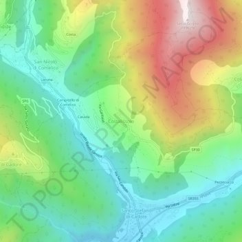 Topografisk kort Costalissoio, højde, terræn