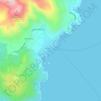 Topografisk kort Methana, højde, terræn
