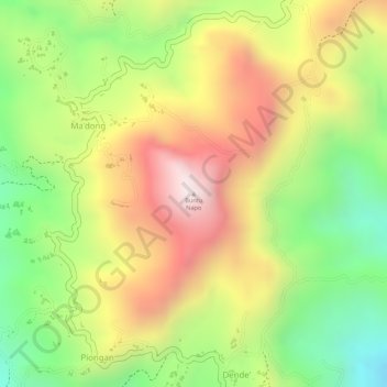 Topografisk kort Buntu Napo, højde, terræn