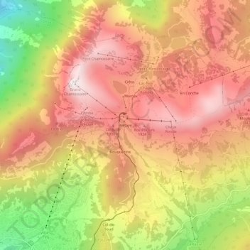 Topografisk kort Bretaye, højde, terræn