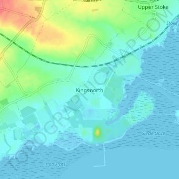 Topografisk kort Kingsnorth, højde, terræn