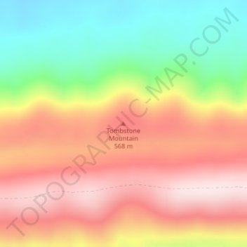 Topografisk kort Tombstone Mountain, højde, terræn