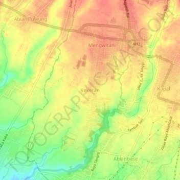 Topografisk kort Kekeran, højde, terræn