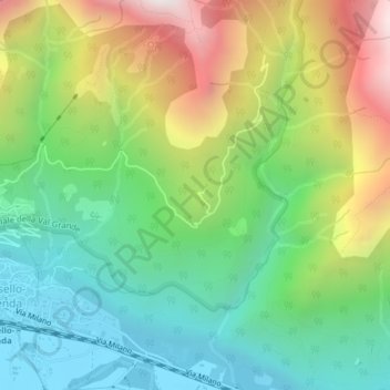 Topografisk kort Alpe Lut, højde, terræn