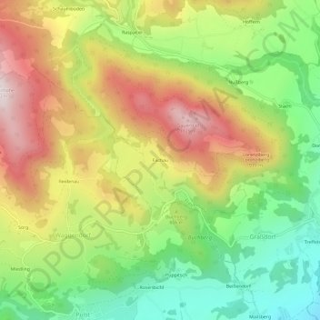 Topografisk kort Fachau, højde, terræn