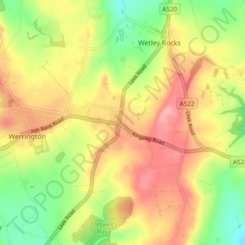 Topografisk kort Cellarhead, højde, terræn