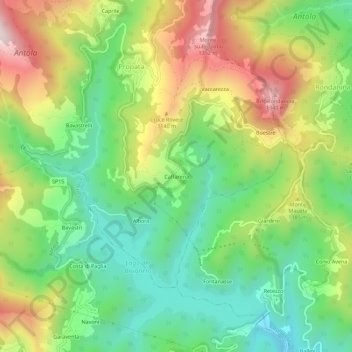 Topografisk kort Caffarena, højde, terræn