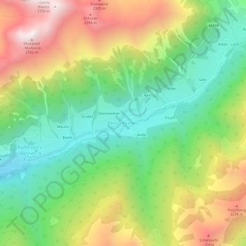 Topografisk kort Pennes, højde, terræn