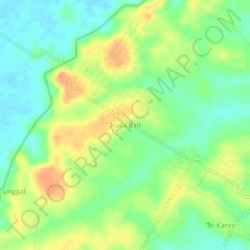 Topografisk kort Nusa Bali, højde, terræn