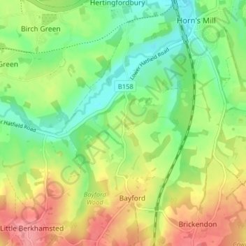 Topografisk kort Broad Green, højde, terræn