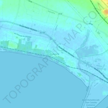 Topografisk kort Lido Azzurro, højde, terræn