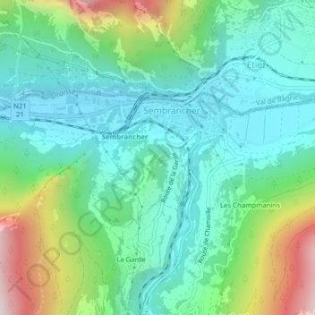 Topografisk kort St-Jean, højde, terræn