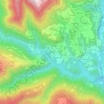 Topografisk kort Ronche, højde, terræn