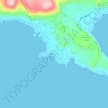 Topografisk kort Pefki, højde, terræn