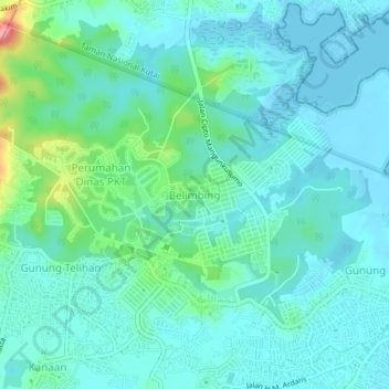 Topografisk kort Belimbing, højde, terræn
