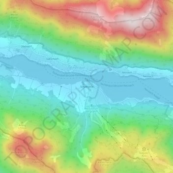 Topografisk kort Schattseite, højde, terræn