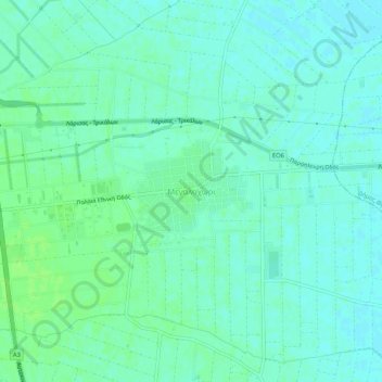 Topografisk kort Megalochori, højde, terræn