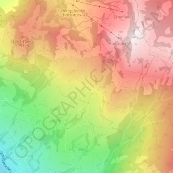 Topografisk kort Chäppeliberg, højde, terræn