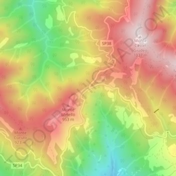 Topografisk kort Portole, højde, terræn