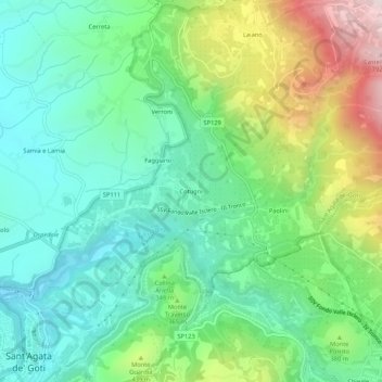 Topografisk kort Cotugni, højde, terræn