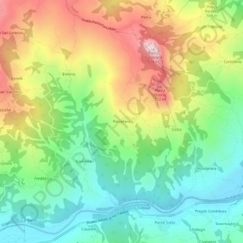Topografisk kort Parcellara, højde, terræn