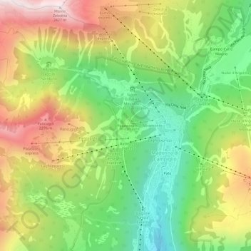 Topografisk kort Patascoss, højde, terræn