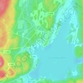 Topografisk kort Borgvik, højde, terræn