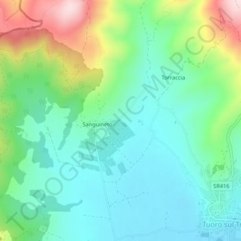Topografisk kort Trasimeno, højde, terræn