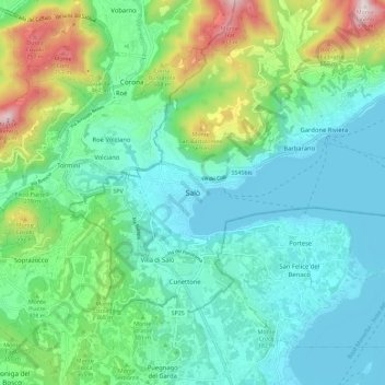 Topografisk kort Salò, højde, terræn